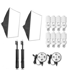 Kit lumini E27 135W x 8 cu softbox 60 x 80 cm si stativ – Default Title