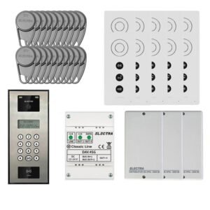 Kit videointerfon Electra Classic Line KIT-EL-VDI-1, 800 TVL, 255 posturi, RFID, tastatura, afisaj electronic, aparent