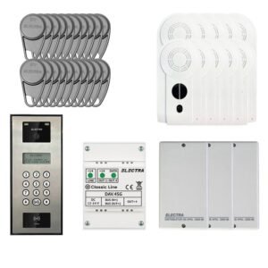 Kit videointerfon Electra Classic Line KIT-EL-VDI-2, 800 TVL, 255 posturi, RFID, tastatura, afisaj electronic, semiduplex digital, aparent