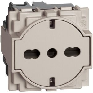 Priza plata standard german si italian 2 module Bticino Living Now KM4140A16F, nisip
