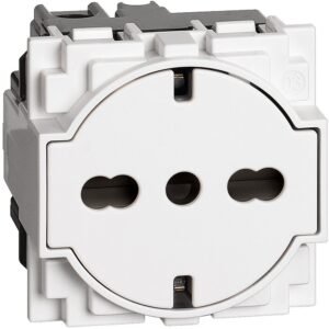 Priza schuko 2 module standard german-italian Bticino Living Now KW4140A16F, alb