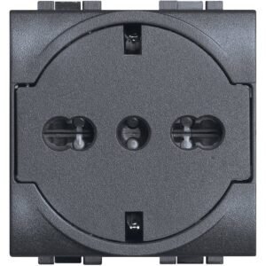 Priza 2 module 16A standard german/italian Bticino Living Light L4140/16F, antracit