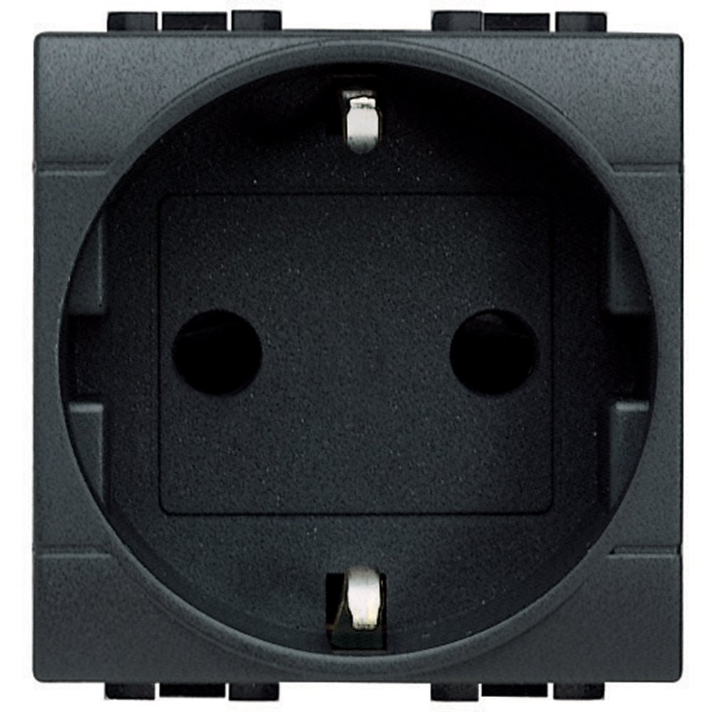 Priza schuko 2M 16A Bticino Living Light L4141, antracit