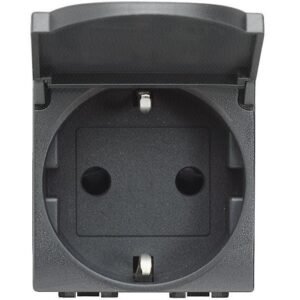 Priza 2 module standard german cu capac Bticino Living Light L4141PW, antracit