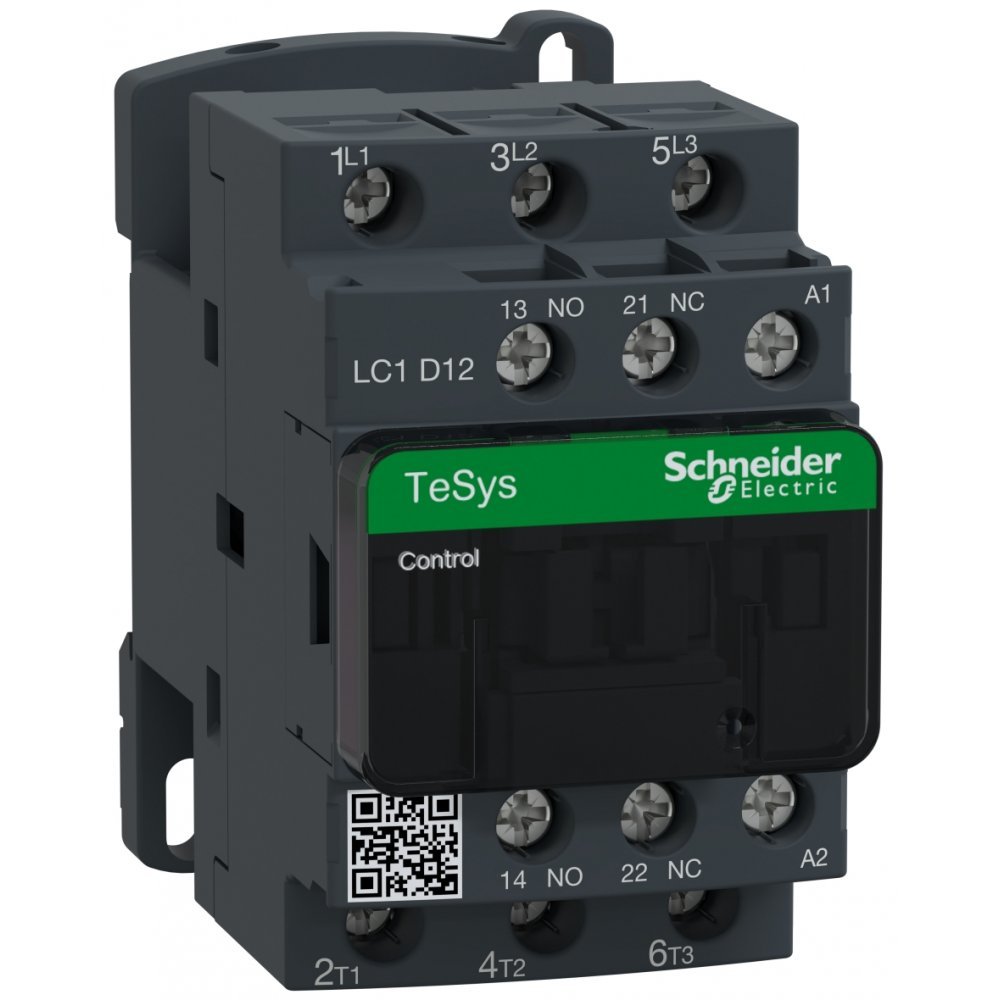 Contactor TeSys D3P 12A AC-3440V – aux 1NO+1NC – 24V 50Hz Schneider LC1D12B5