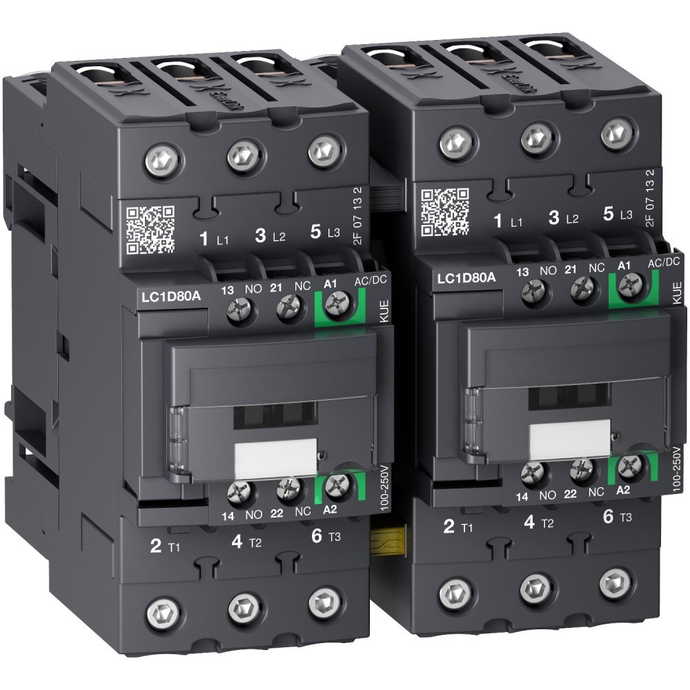 Contactor reversibil 3P 80A Ac-3 pana La 440V, bobina 24V Dc Schneider LC2D80ABBE