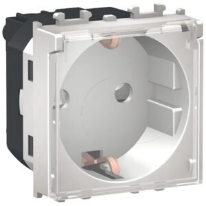 Priza 2P+E 2 module cu obturatoare + capac transparent Schneider Easy Styl LMR5310004, argintiu