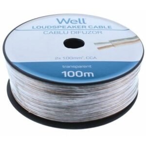 Cablu difuzor transparent 2X1mmp, 100m Well LSP-CCA1.00TT-100-WL