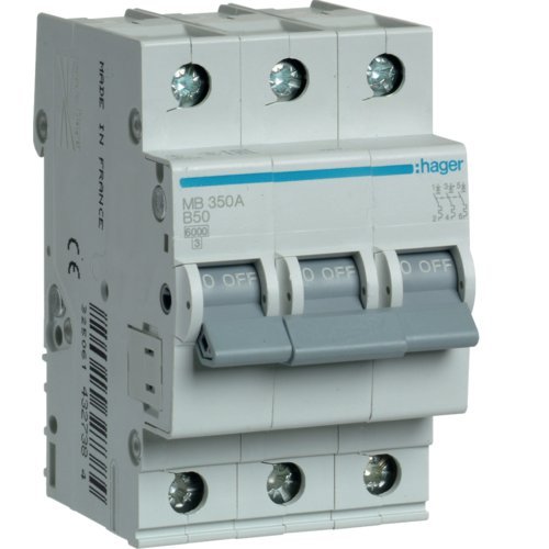 Siguranta automata 3P 50A 6kA curba B Hager MB350A