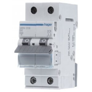 Siguranta automata 2P, 6A, 6kA, B, Hager MBN206