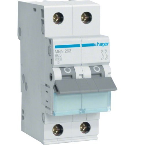 Siguranta automata 2P 63A 6kA curba B Hager MBN263
