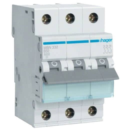 Siguranta automata 3P 32A 6kA curba B Hager MBN332