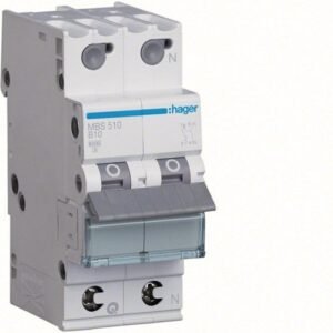 Siguranta automata Hager MBS510, curba B , 10A, 1P+N, 6kA, 2M, QuickConnect