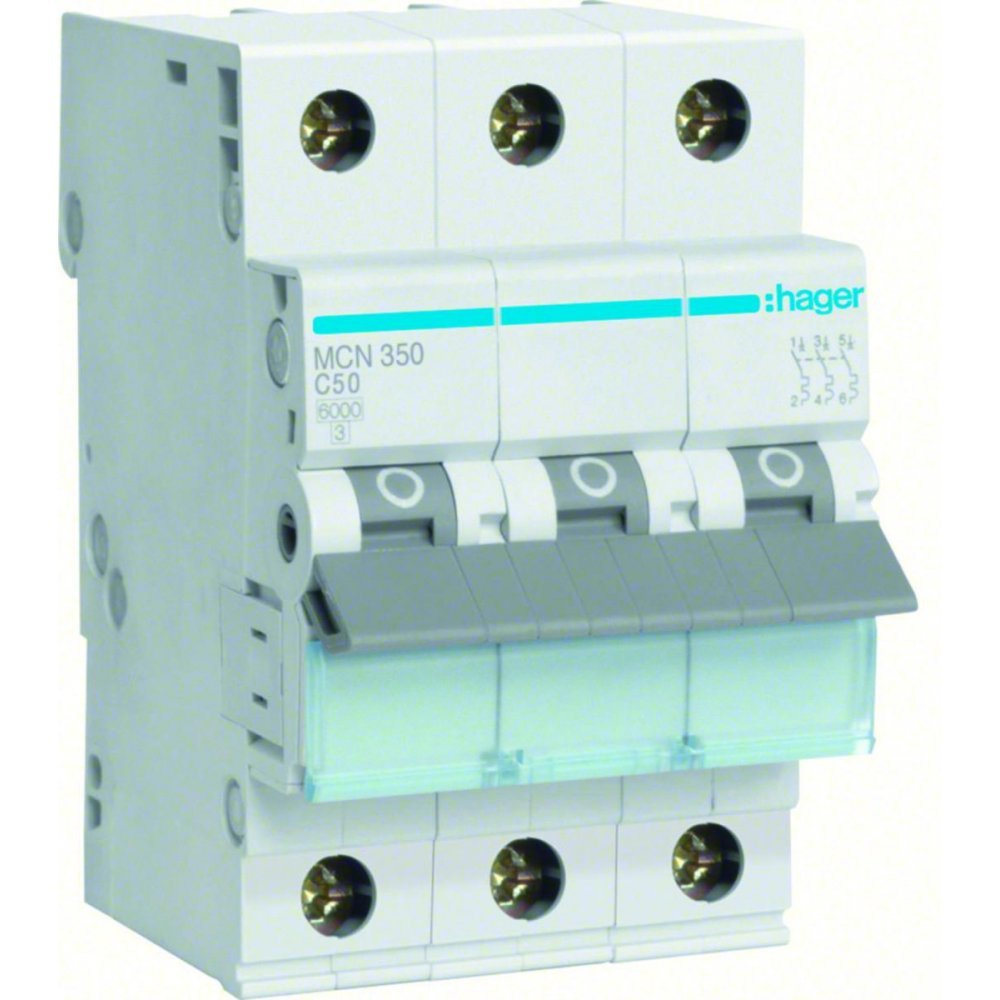 Siguranta automata 3P, 50A, curba C, 6kA Hager MCN350