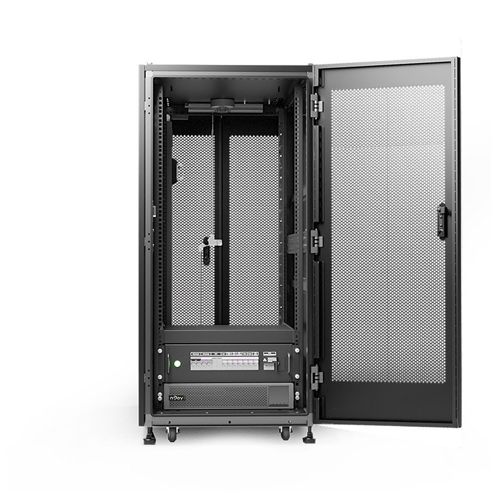 Micro Data Center rack cu UPS nJoy Forge MDC 3K-24U, 3 kW, 600×1000, protectie seismica, protectie incendiu si inundatie, acces de la distanta