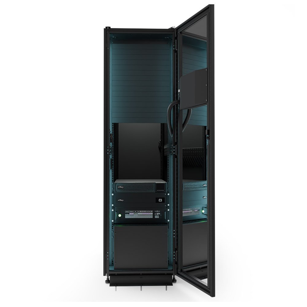 Micro Data Center rack cu UPS nJoy Forge MDC 6K-42U, 6 kW, 600×1200, ecran 10.1 inch, protectie seismica, racire integrata, acces de la distanta