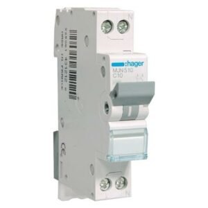 Siguranta automata 1P+N, 10A, 4.5kA, curba C, Hager MJN510
