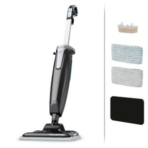 Mop cu abur Rowenta Steam Power RY6555WH  1200W  0.6L  filtru anticalcar  3 setari de reglaj al aburului  Negru/Albastru