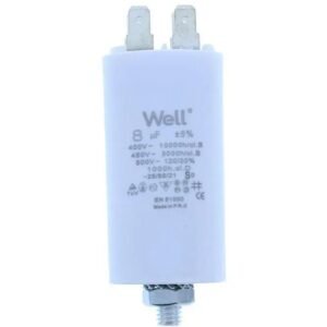 Condensator pornire motor 400V 8uF cu pin, Well MOTCAP-8UF-PN-WL