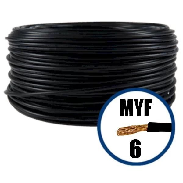 Rola 100m conductor litat din cupru MYF 6 (H07V-K) negru
