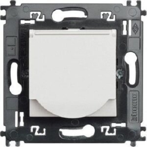 Priza cu capac monobloc 2 module Living Light Bticino N4141MAP, alb