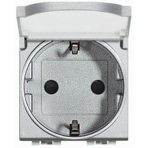 Priza 2P+T 16A cu capac Bticino Living Light NT4141PW, argintiu