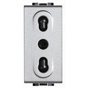 Priza 1 modul standard italian Living Light Bticino NT4180, argintiu