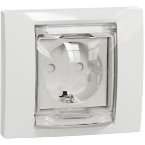 Priza 2P+E IP44 obturatoare+capac incastrata Schneider Noua Unica NU003718, alb