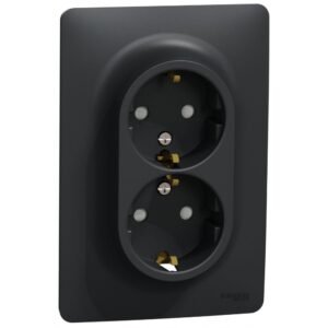Priza dubla 2P+E 16A Schneider Noua Unica NU206754, antracit