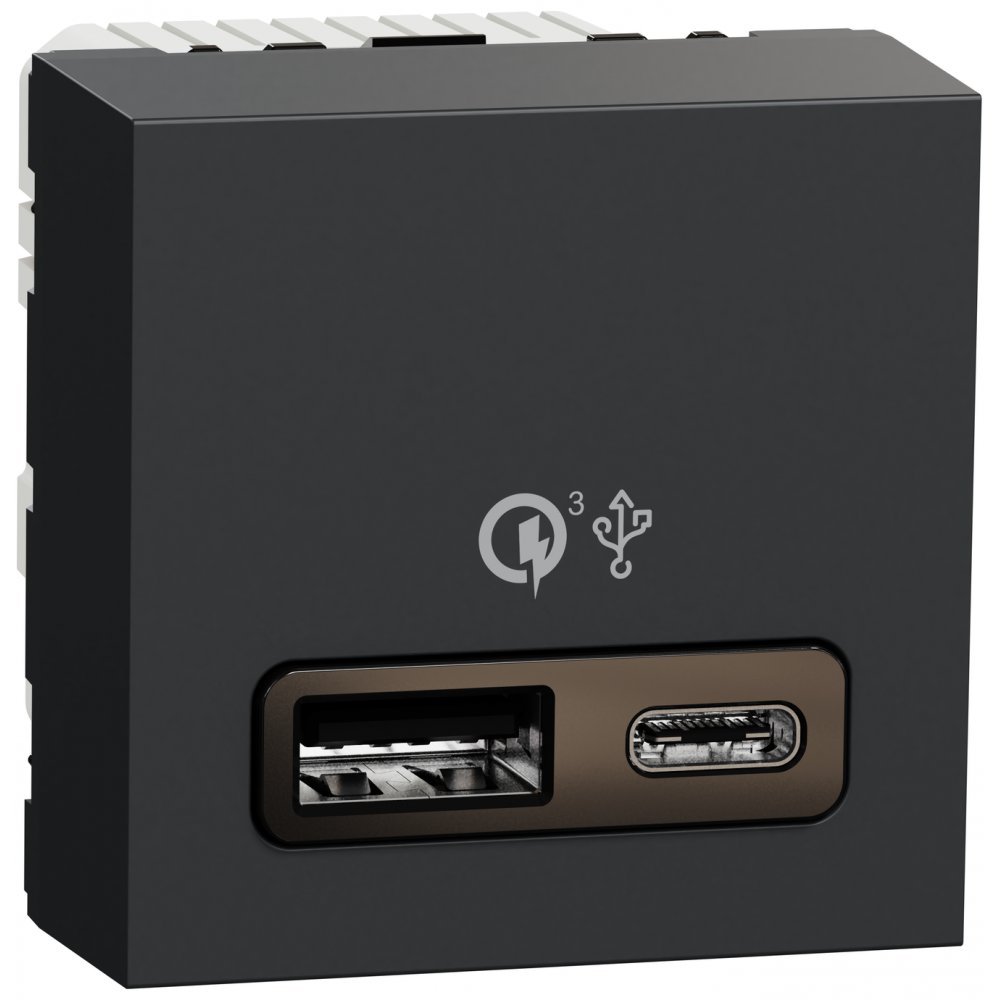 Incarcator rapid USB dublu A+C 18W Schneider Noua Unica NU301954, antracit