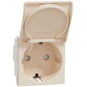 Priza 2P+E 16A, capac, obturator Schneider Noua Unica NU303744TA, bej