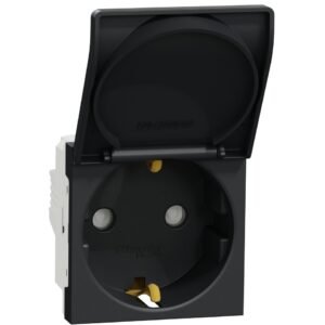 Priza 2P+E 16A, capac, obturator 2M Schneider Noua Unica NU303754TA, antracit