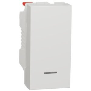 Intrerupator revenire 10A 1 modul indicator luminos Schneider Noua Unica NU310618N, alb