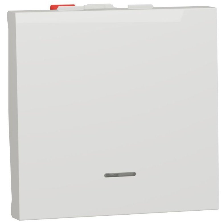 Intrerupator revenire 10A 2 module indicator luminos Schneider Noua Unica NU320618N, alb