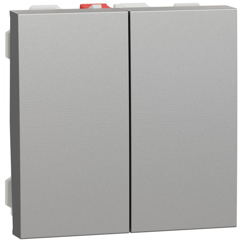 Intrerupator dublu 10A 2m Schneider Noua Unica NU321130, aluminiu