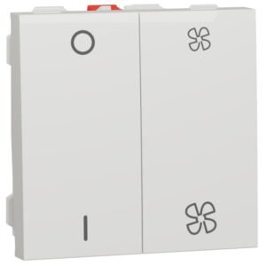 Selector turatie ventilator+intrerupator O/I, 2 viteze 10A, 2 module Schneider Noua Unica NU321418, alb