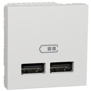Priza dubla incarcare USB 1A 2 module Schneider Noua Unica NU341818, alb