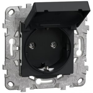 Priza 2P+E 16A IP44+suport fixare, capac, obturatoare Schneider Noua Unica NU508254, antracit