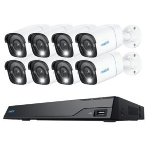 Sistem supraveghere exterior IP Reolink NVS16-8MB8, 8 camere, 4K, 2.8 mm, IR/lumina alba 30 m, spotlight, PoE, detectie persoane, 4TB HDD