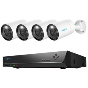Sistem supraveghere IP exterior Reolink NVS8-12MB4, 4 camere, 12 MP, IR 30 m, 2.8 mm, microfon, HDD 2 TB