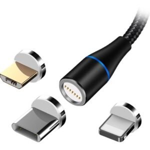 Cablu magnetic 3IN1 USB-C/LIGHTNING/MICRO USB 1M 3A – negru Maxlife OEM001960