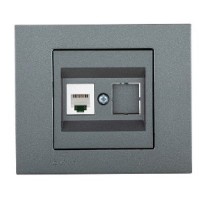 Priza Date (CAT6) ST Grano Met Ovivo OV00185, 10A, 250V, IP20, fumuriu