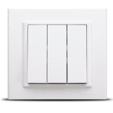Intrerupator Triplu ST Mina Ovivo OV00429, 10A, 250V, IP20, Natural alb