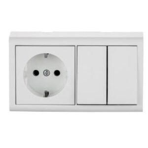 Comutator + Priza Schuko PT Nivo Ovivo OV00680, Alb, IP20