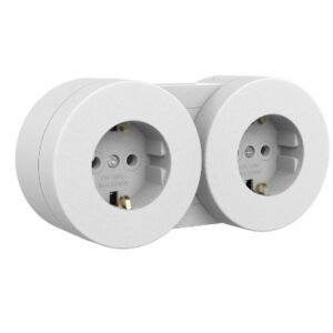 Priza Schuko dubla modulara PT xOne Ovivo OV00871, 16A, 250V, IP54, alb
