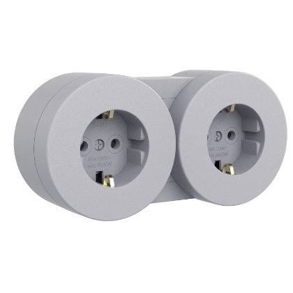 Priza Schuko dubla modulara PT xOne Ovivo OV00917, 16A, 250V, IP54, gri