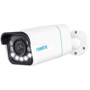 Camera supraveghere exterior IP Reolink P430, 4K, IR 30 m, color noaptea 30 m, 2.7 – 13.5 mm, motorizat, slot card, microfon, sirena, detectie oameni