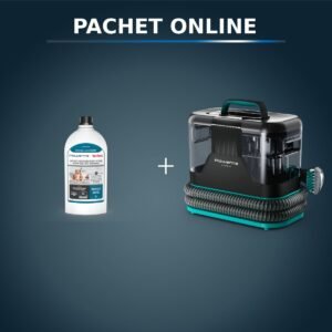 Pachet PROMO Aspirator tapiterie Rowenta Clean IT IN5020F0 si Detergent pentru aspirator cu spalare Rowenta XD5310F0 pentru textile si covoare
