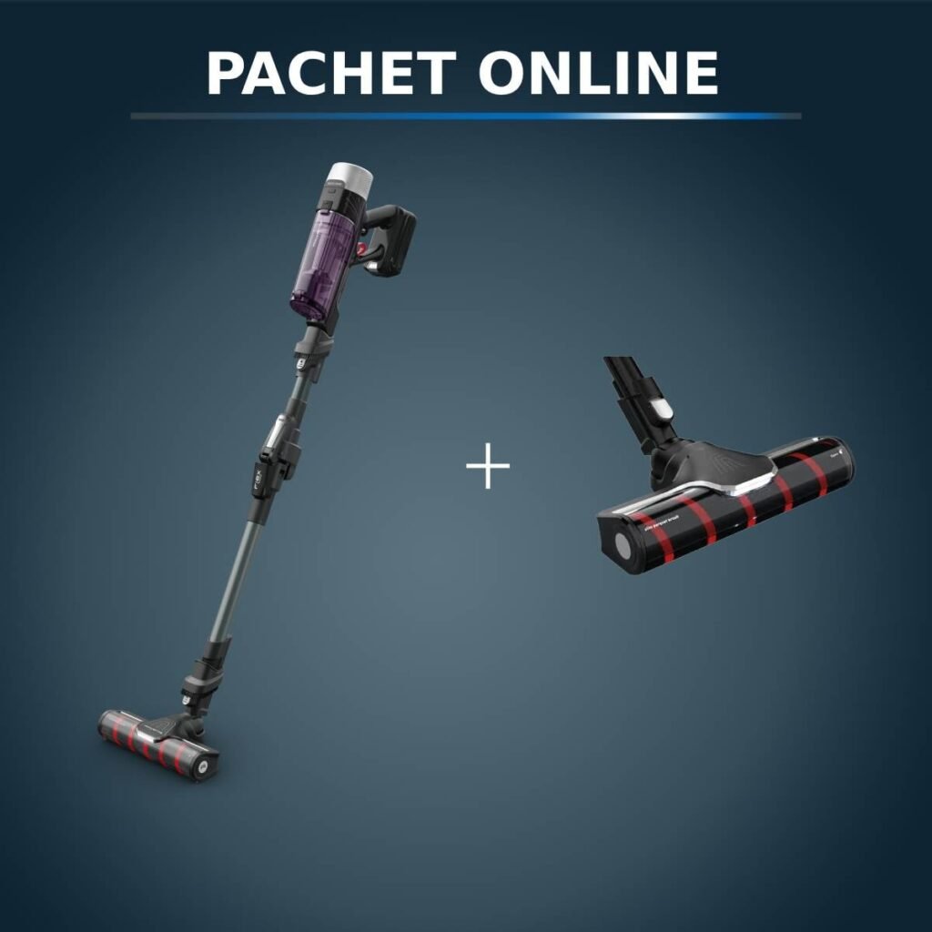 Pachet PROMO Aspirator vertical Rowenta X-Force Flex 9.60 Allergy RH2048WO & Cap de aspirare cu perie pentru parchet Rowenta ZR045010