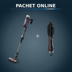 Pachet PROMO Aspirator vertical Rowenta X-Force Flex 9.60 Allergy RH2048WO & Peria rotativă cu aer cald Rowenta Karl Lagerfeld Pro Stylist CF961LF0